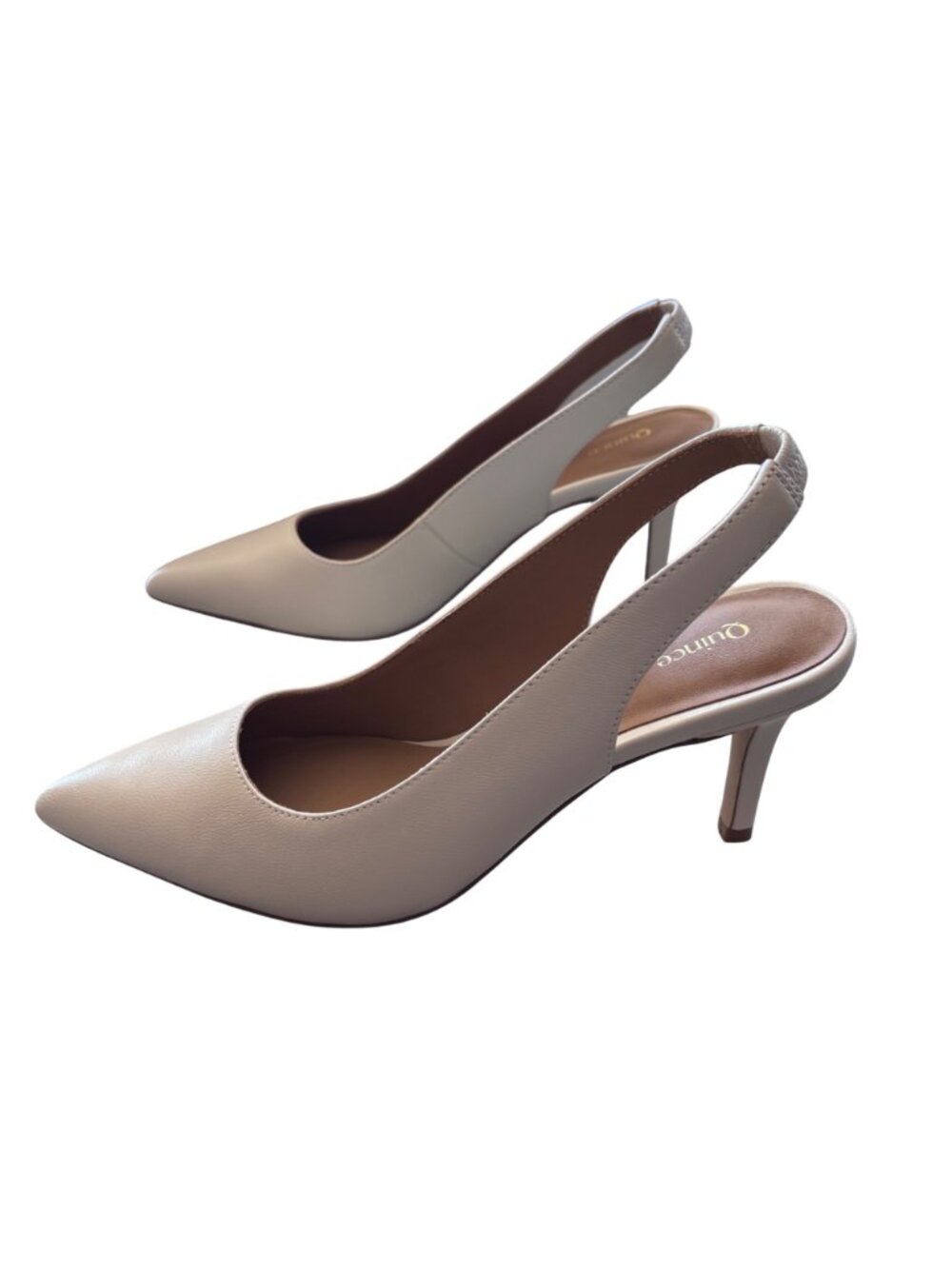 Quince Italian Leather Slingback 3 Inch Heel Size 7.5 Color Bone NWB - Picture 3 of 10